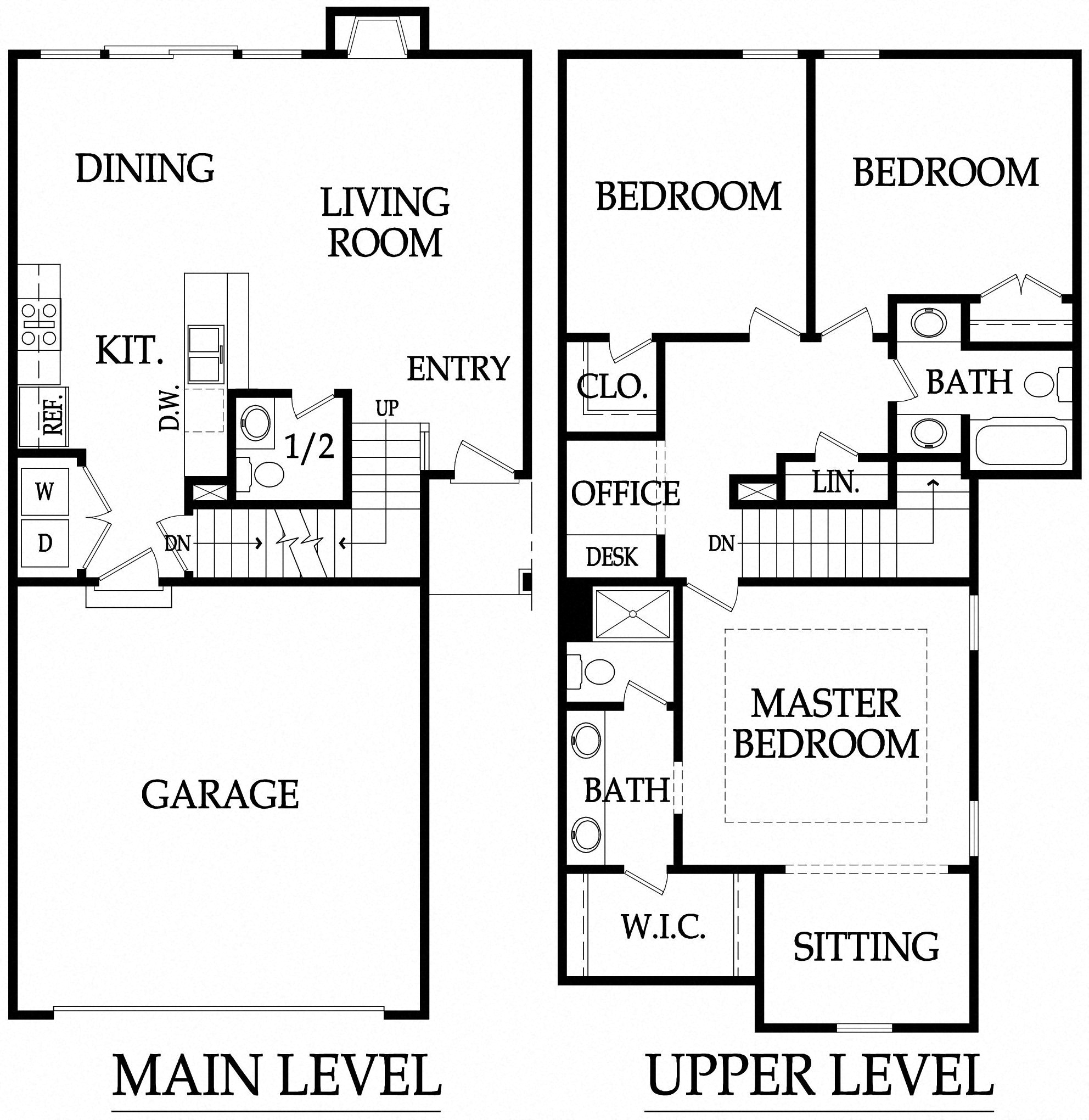 Floor plan for 3 beds, 2.5 baths, 1835 sqft